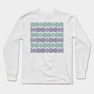 Blue ornamented pattern in stripes Long Sleeve T-Shirt